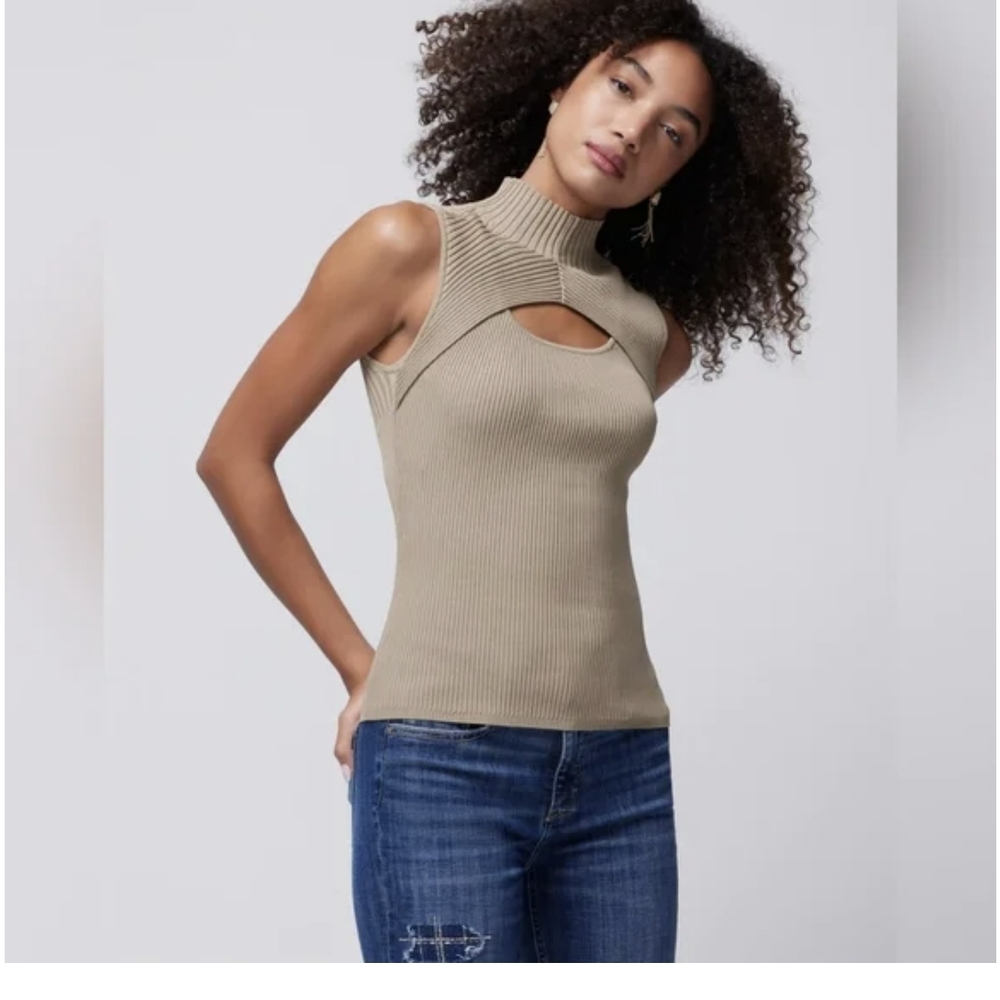 White House Black Market Ribbed Olive Green Tank Top, Used But Great Condition